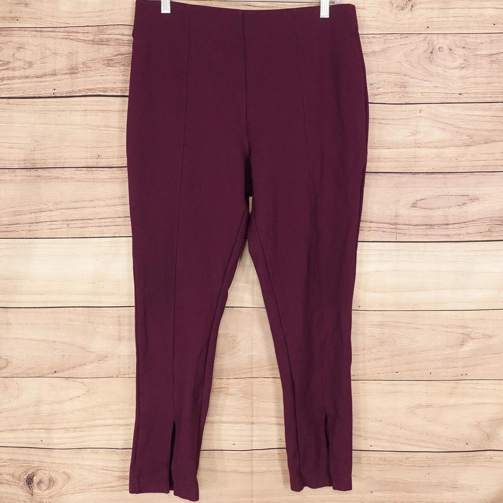 Calvin Klein Pants Womens L Purple Ankle Slim Tapered Knit Pull On 32x24.5